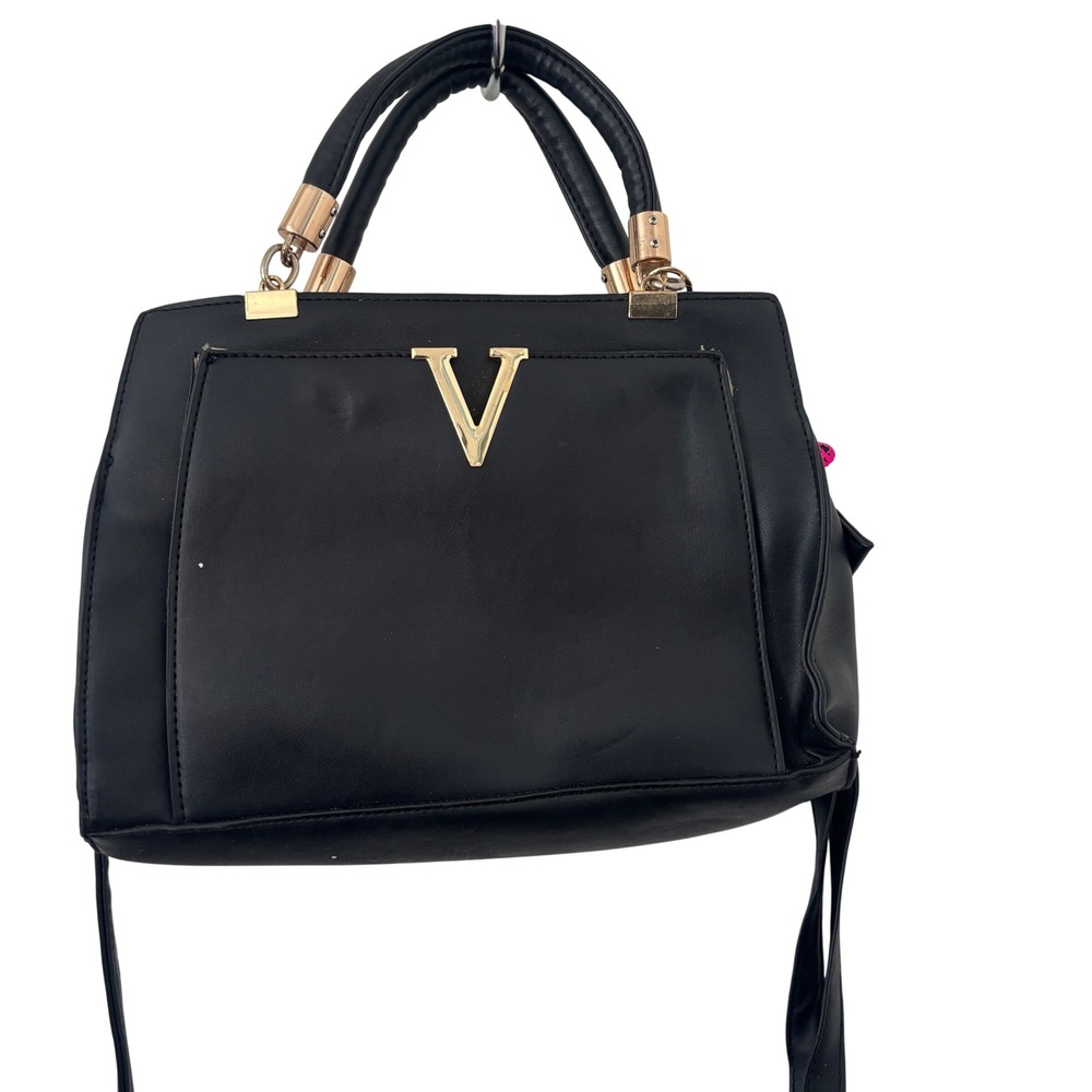 Unbranded Women Satchel Handbag Black Gold V Crossbody Leopard Print Good Y2K